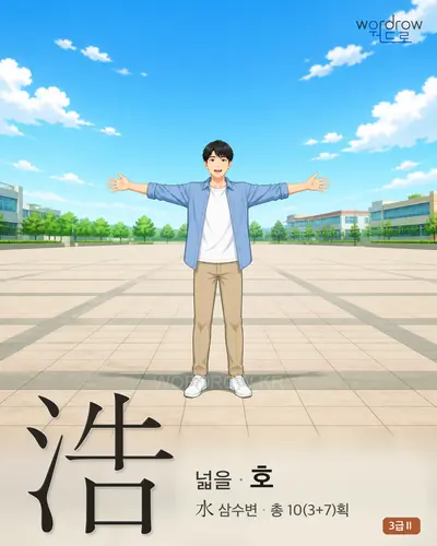 浩 (넓을 호) - 3급Ⅱ 한자 일러스트 카드
