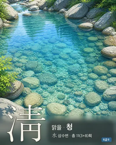 淸 맑을