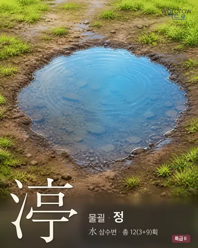 渟 (물괼 정) - 특급Ⅱ 한자 일러스트 카드