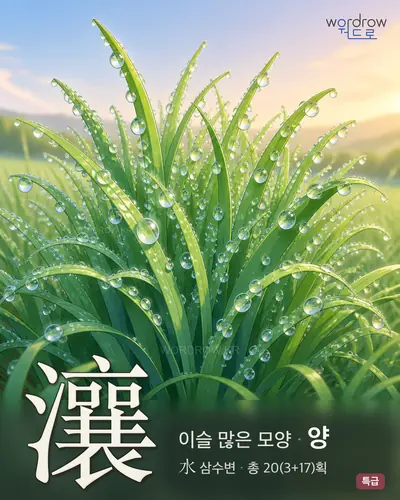 瀼 (이슬많은모양 양) - 특급 한자 일러스트 카드