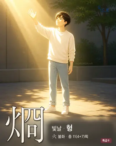 烱 (빛날 형) - 특급Ⅱ 한자 일러스트 카드