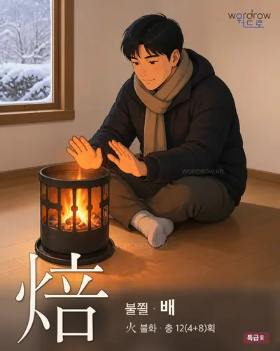 焙 (불쬘 배) - 특급Ⅱ 한자 일러스트 카드