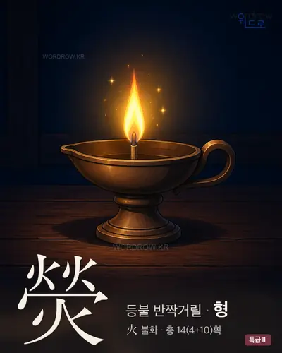 熒 (등불반짝거릴 형) - 특급Ⅱ 한자 일러스트 카드