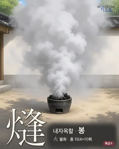 熢 (내자옥할 봉) - 특급Ⅱ 한자 일러스트 카드