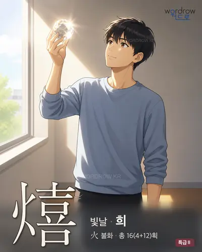 熺 (빛날[熹] 희) - 특급Ⅱ 한자 일러스트 카드