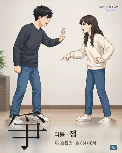 爭 (다툴 쟁) - 5급 썸네일