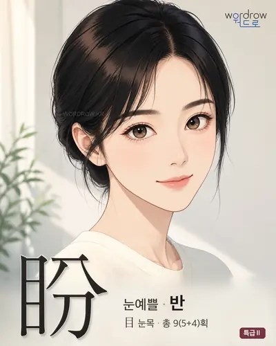 盼 (눈예쁠 반) - 특급Ⅱ 한자 일러스트 카드