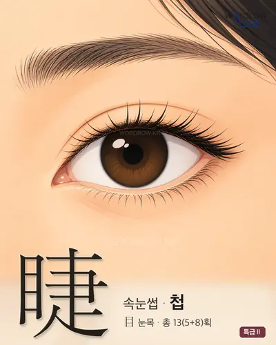 睫 (속눈썹 첩) - 특급Ⅱ 한자 일러스트 카드