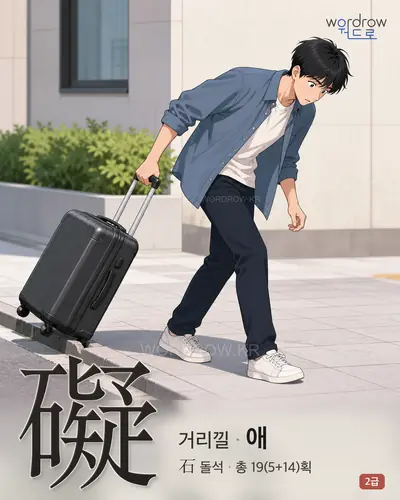 礙 (거리낄 애) - 2급 한자 일러스트 카드