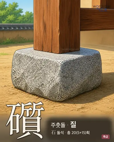礩 (주춧돌 질) - 특급 한자 일러스트 카드