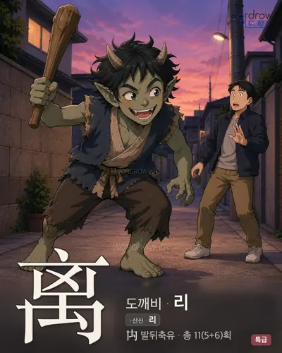 离 (도깨비 리) - 특급 한자 일러스트 카드