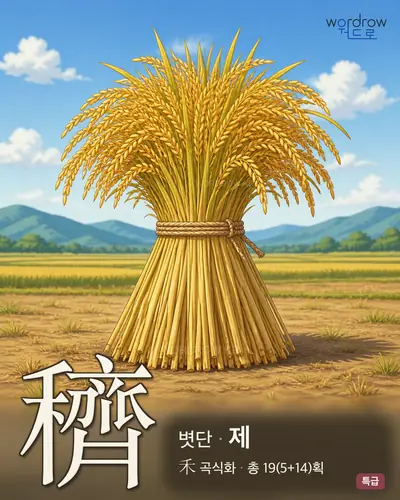 穧 (볏단 제) - 특급 한자 일러스트 카드