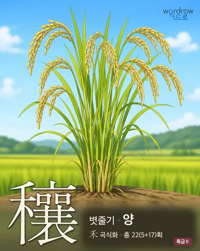 穰 (볏줄기 양) - 특급Ⅱ 한자 일러스트 카드
