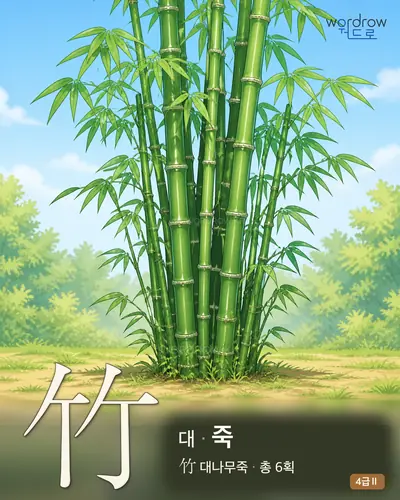 竹 (대 죽) - 4급Ⅱ 한자 일러스트 카드