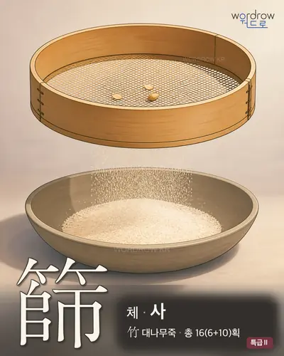 篩 (체 사) - 특급Ⅱ 한자 일러스트 카드