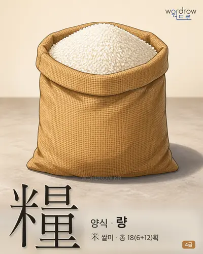 糧 (양식 량) - 4급 썸네일