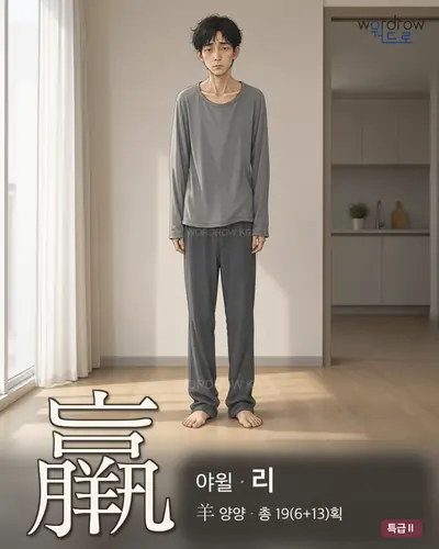 羸 (야윌 리) - 특급Ⅱ 한자 일러스트 카드