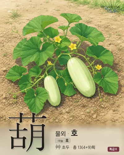 葫 (물외 호) - 특급Ⅱ 한자 일러스트 카드
