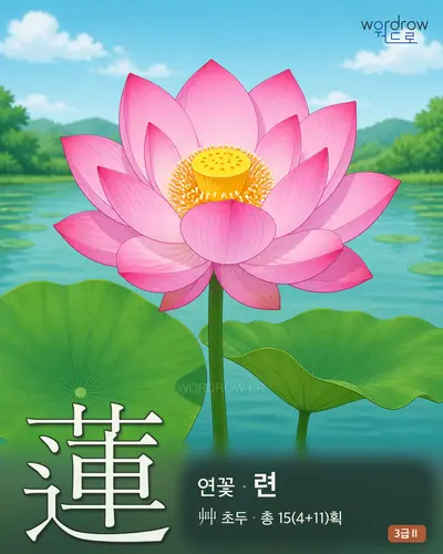 蓮 (연꽃 련) - 3급Ⅱ 썸네일