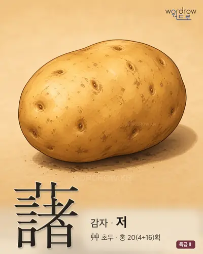 藷 (감자 저) - 특급Ⅱ 한자 일러스트 카드