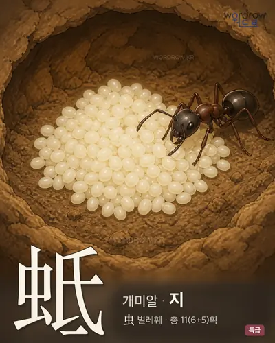 蚳 (개미알 지) - 특급 한자 일러스트 카드
