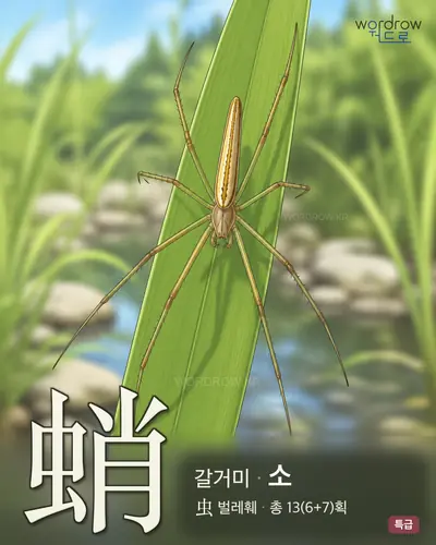 蛸 (갈거미 소) - 특급 한자 일러스트 카드