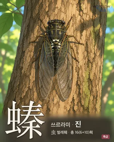 螓 (쓰르라미 진) - 특급 한자 일러스트 카드