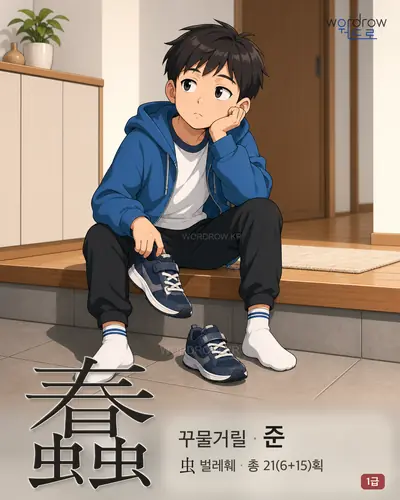 蠢 (꾸물거릴 준) - 1급 썸네일
