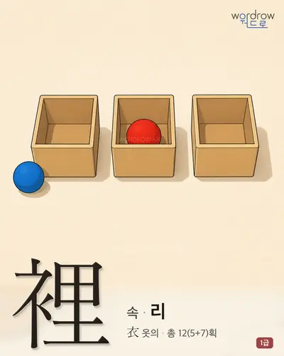 裡 (속 리) - 1급 한자 일러스트 카드