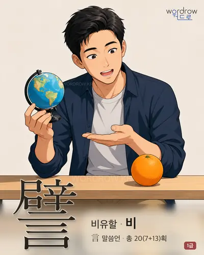 譬 (비유할 비) - 1급 한자 일러스트 카드