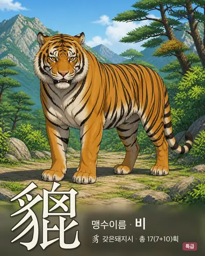 貔 (맹수이름 비) - 특급 한자 일러스트 카드