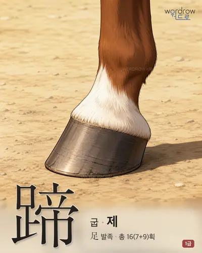 蹄 (굽 제) - 1급 한자 일러스트 카드
