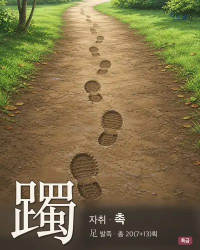 躅 (자취 촉) - 특급 한자 일러스트 카드