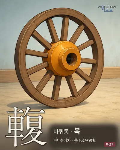輹 (바퀴통 복) - 특급Ⅱ 한자 일러스트 카드