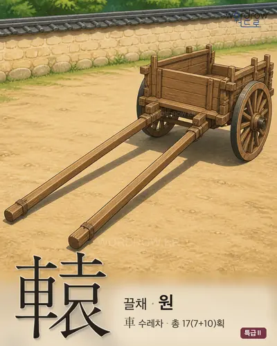 轅 (끌채 원) - 특급Ⅱ 한자 일러스트 카드