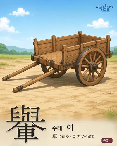 轝 (수레[輿] 여) - 특급Ⅱ 한자 일러스트 카드