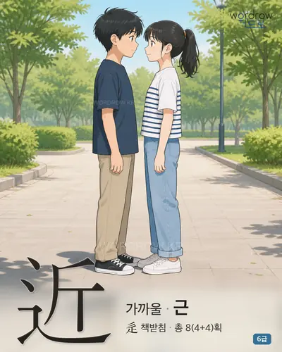 近 (가까울 근) - 6급 썸네일