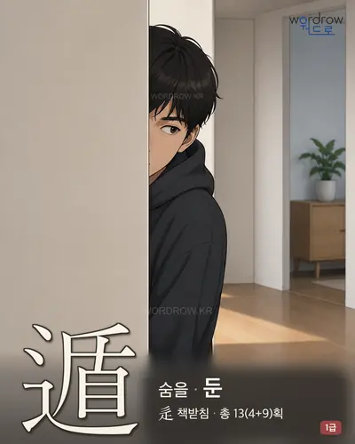 遁 (숨을 둔) - 1급 썸네일
