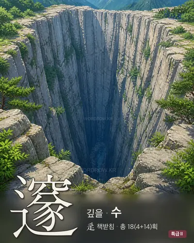 邃 (깊을 수) - 특급Ⅱ 한자 일러스트 카드