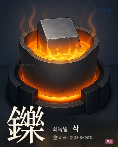 鑠 (쇠녹일 삭) - 특급 한자 일러스트 카드