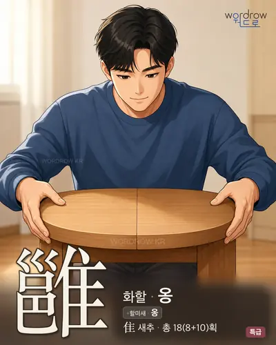 雝 (화할 옹) - 특급 한자 일러스트 카드