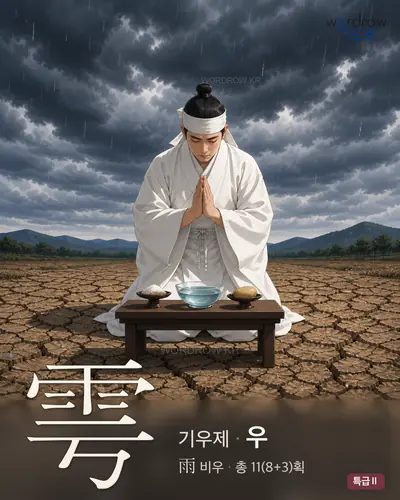 雩 (기우제 우) - 특급Ⅱ 한자 일러스트 카드