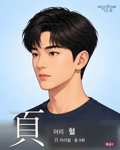 頁 (머리 혈) - 특급Ⅱ 한자 일러스트 카드