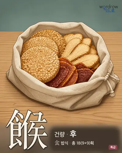 餱 (건량 후) - 특급 한자 일러스트 카드