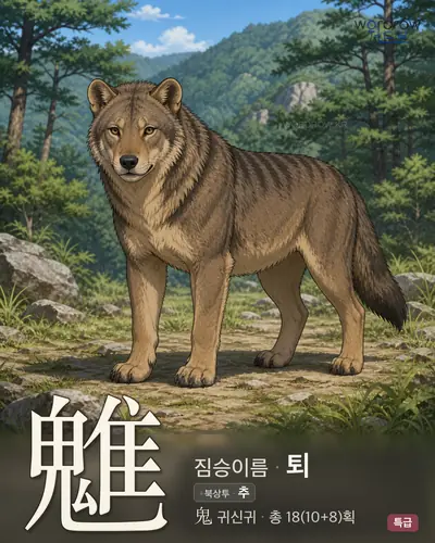 魋 (짐승이름 퇴) - 특급 한자 일러스트 카드